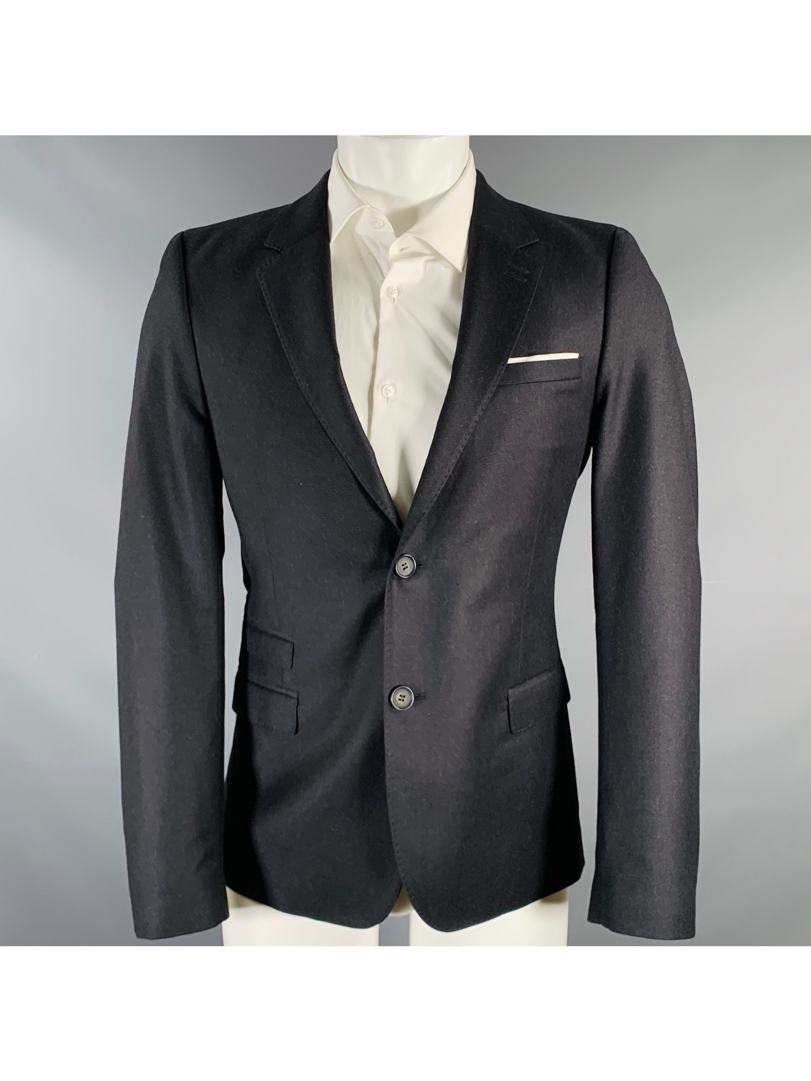 The Kooples Size 36 Grey Charcoal Wool Notch Lapel Sport Coat